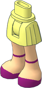 Figure Friends Hips and Legs with Pleated Skirt with Light Nougat Legs and Magenta Shoes with Ankle Straps Pattern