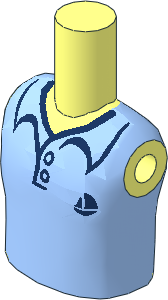 Figure Friends Boy Torso with Bright Light Blue Polo Shirt with Dark Blue Sailboat Pattern