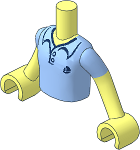 Figure Friends Boy Torso with Arms with Bright Light Blue Polo Shirt with Dark Blue Sailboat Pattern