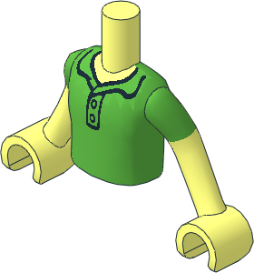 Figure Friends Boy Torso with Arms with Bright Green Polo Shirt Pattern