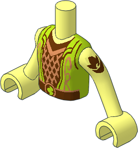 Figure Friends Boy Torso with Arms with Lime Vest over Bronze Diamond Shirt Pattern