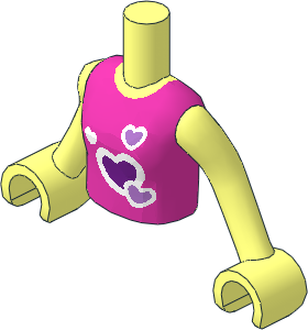 Figure Friends Girl Torso with Arms with Dark Pink Vest Top with Hearts Pattern