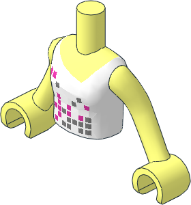 Figure Friends Girl Torso with Arms with White Vest Top with Squares Pattern
