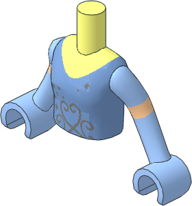 Figure Friends Girl Torso with Arms with Medium Blue Top with Silver Stars and Scrolls Pattern