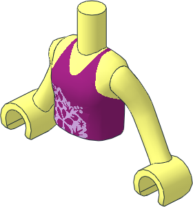 Figure Friends Girl Torso with Arms with Magenta Top with Floral Pattern
