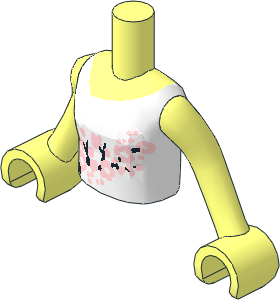 Figure Friends Girl Torso with Arms with White Vest Top with Light Pink and Black Flowers Pattern