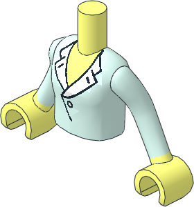 Figure Friends Girl Torso with Arms with Light Aqua Blouse Top with Open Collar and Button Pattern