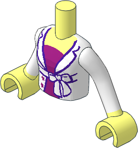 Figure Friends Girl Torso with Arms with White Open Jacket with Belt over Magenta Shirt Pattern