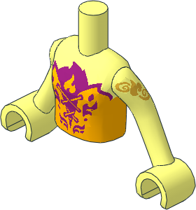 Figure Friends Girl Torso with Arms with Magenta and Bright Light Orange Top with Laces and Magenta Flame Trim Pattern