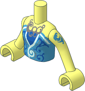 Figure Friends Girl Torso with Arms with Blue and Dark Azure Strapless Top with Light Aqua Trim and Silver Necklace Pattern