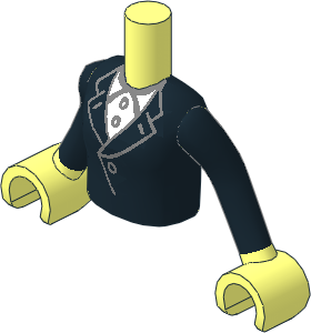 Figure Friends Girl Torso with Arms with Black Jacket with White Blouse Pattern