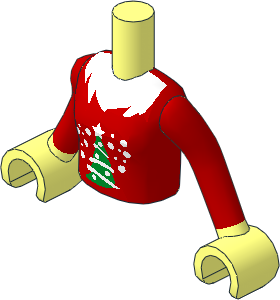 Figure Friends Girl Torso with Arms with Red Top with Christmas Pattern