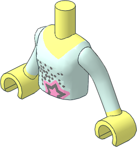 Figure Friends Girl Torso with Arms with Light Aqua Long Vest Top with Star Pattern