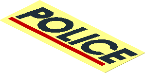 Sticker  1.1 x  2.9 with Black "POLICE" and Red Line