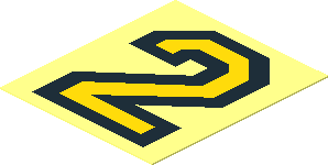 Sticker  1.5 x  1.3 with Black Outlined Yellow "2"
