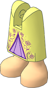 Figure Friends Legs with Skirt with Ankles with Light Nougat Legs, Metallic Pink Filigree and Lavender Triangle Pattern