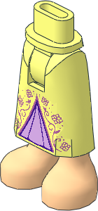 Figure Friends Hips and Legs with Skirt with Ankles with Light Nougat Legs, Metallic Pink Filigree and Lavender Triangle Pattern