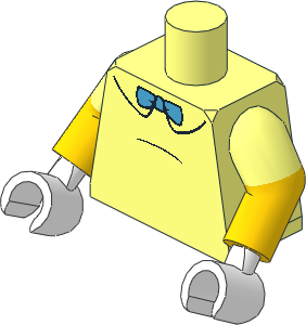 Minifig Torso with Dual Mould Arms and Hands with Black Collar and Dark Azure Bow Tie Pattern