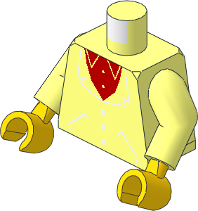 Minifig Torso with Arms and Hands with Red Shirt and Suit Pattern