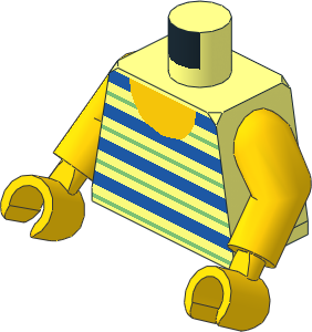 Minifig Torso with Arms and Hands with Blue and Mint Green Stripes Pattern