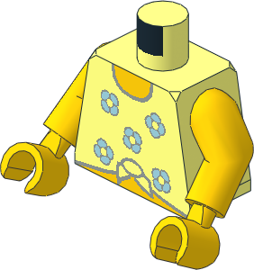 Minifig Torso with Arms and Hands with Blue Flowers on Tied Shirt Pattern