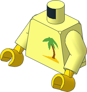 Minifig Torso with Arms and Hands with Palm Tree Pattern