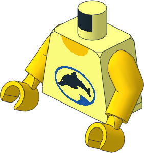 Minifig Torso with Arms and Hands with Jumping Dolphin in Blue Oval Pattern