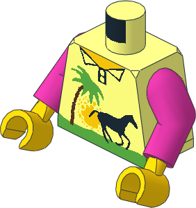 Minifig Torso with Arms and Hands with Palm Tree and Horse Pattern