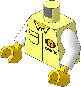 Minifig Torso with Arms and Hands with Shirt with Cargo Logo Pattern