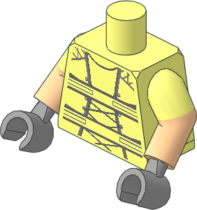 Minifig Torso with Dual Mould Arms and Hands with Dark Bluish Grey and Silver Harness Pattern