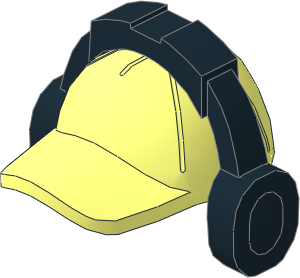 Minifig Cap with Short Arched Peak and Black Headphones / Ear Protection