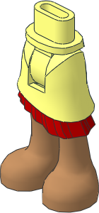 Figure Friends Hips and Legs with Asymmetrical Layered Skirt with Bright Light Yellow Ruffle and Medium Nougat Legs Pattern