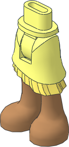 Figure Friends Hips and Legs with Asymmetrical Layered Skirt with Bright Light Yellow Ruffle and Medium Nougat Legs Pattern