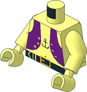 Minifig Torso with Arms and Hands with Pirate Purple Vest and Anchor Tattoo Pattern