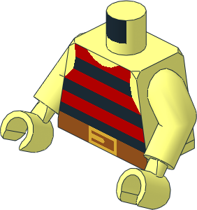 Minifig Torso with Arms and Hands with Pirate Stripes Red/Black Pattern