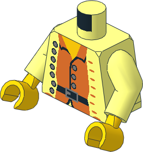 Minifig Torso with Arms and Hands with Pirate Open Jacket over Brown Vest Pattern
