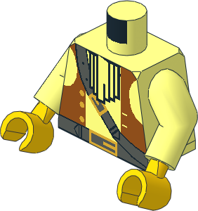 Minifig Torso with Arms and Hands with Brown Vest, Ascot and Belt Pattern