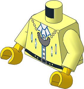 Minifig Torso with Arms and Hands with Medallion, Belt and Silver Buttons Pattern