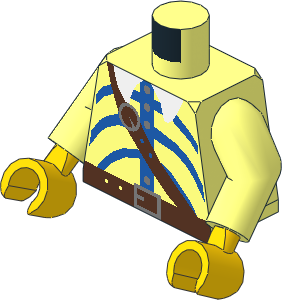 Minifig Torso with Arms and Hands with Striped Shirt and Silver Buttons Pattern