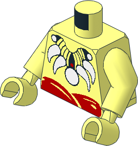 Minifig Torso with Arms and Hands with Red Loincloth and White Bone Necklace Pattern