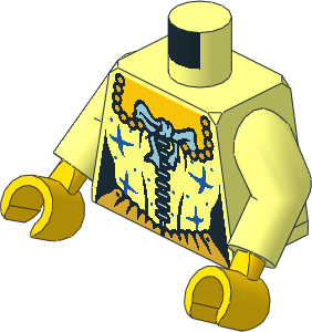 Minifig Torso with Arms and Hands with Female Pirate Corset and Light Blue Ribbon Pattern