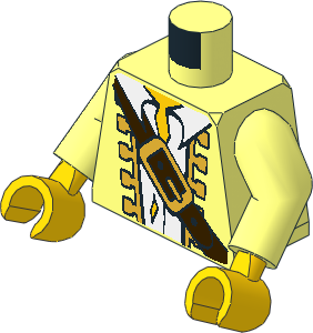 Minifig Torso with Arms and Hands with Pirate Jacket, Torn White Shirt, Big Belt Buckle Pattern