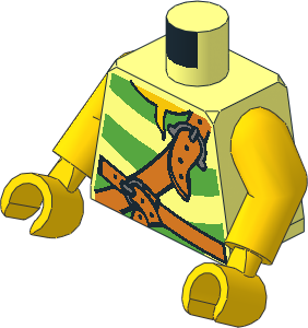 Minifig Torso with Arms and Hands with Green Stripes and Leather Strap Pattern