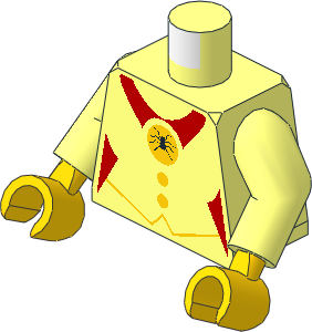 Minifig Torso with Arms and Hands with Black Spider, Yellow Circles and Red Shirt Pattern