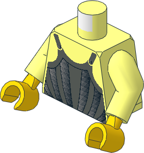 Minifig Torso with Arms and Hands with Dark Grey and Silver Striped Armour Pattern