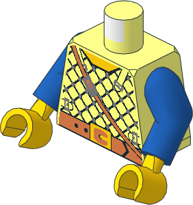Minifig Torso with Arms and Hands with Studded Shirt and Light Brown Crossbelt Pattern