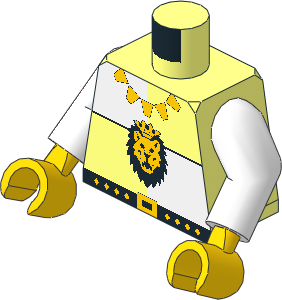 Minifig Torso with Arms and Hands with Royal Knights Lion Head & Neck-Chain Pattern