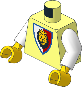 Minifig Torso with White Arms and Hands with Royal Knights Lion-Head Shield Pattern