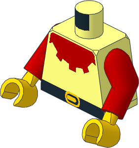 Minifig Torso with Arms and Hands with Forestman Red Collar Pattern
