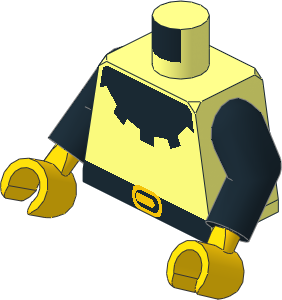 Minifig Torso with Arms and Hands with Forestman Black Collar Pattern